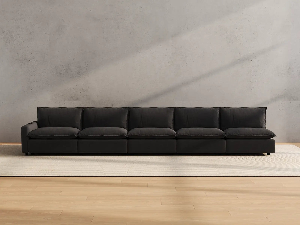 Modular Cero Sectional Couch with Recliner | 5-Piece Grey Linen Home Living Couch Sectionals 5-Seater