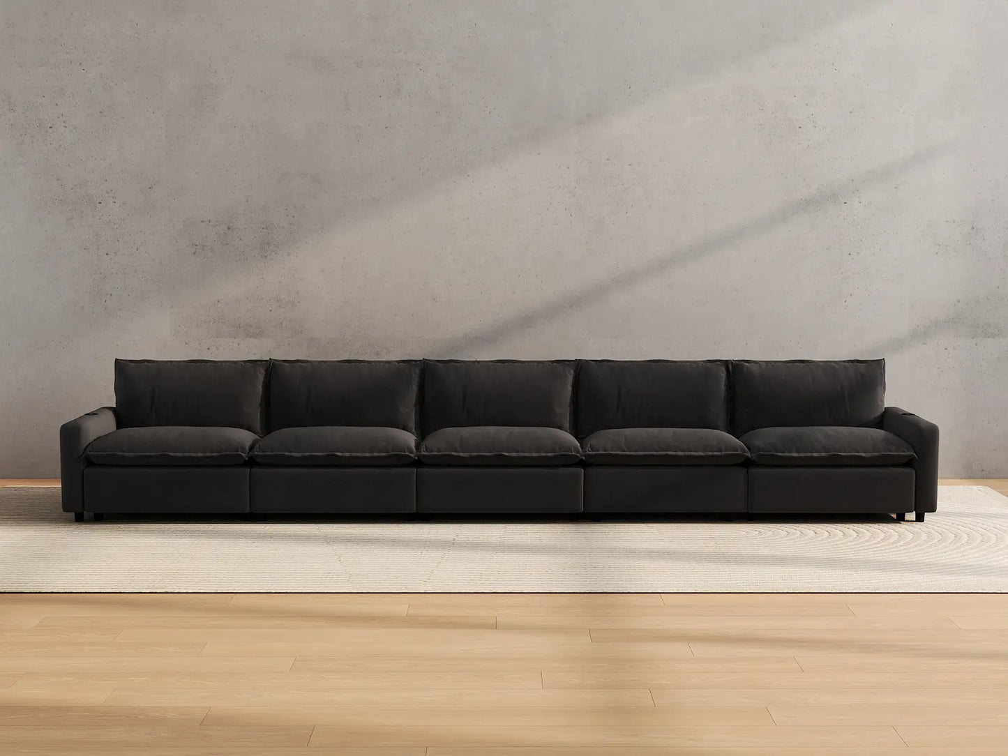 Modular Cero Reclining Sectionals | 5-Piece Grey Linen Home Living Couch Sectionals 5-Seater