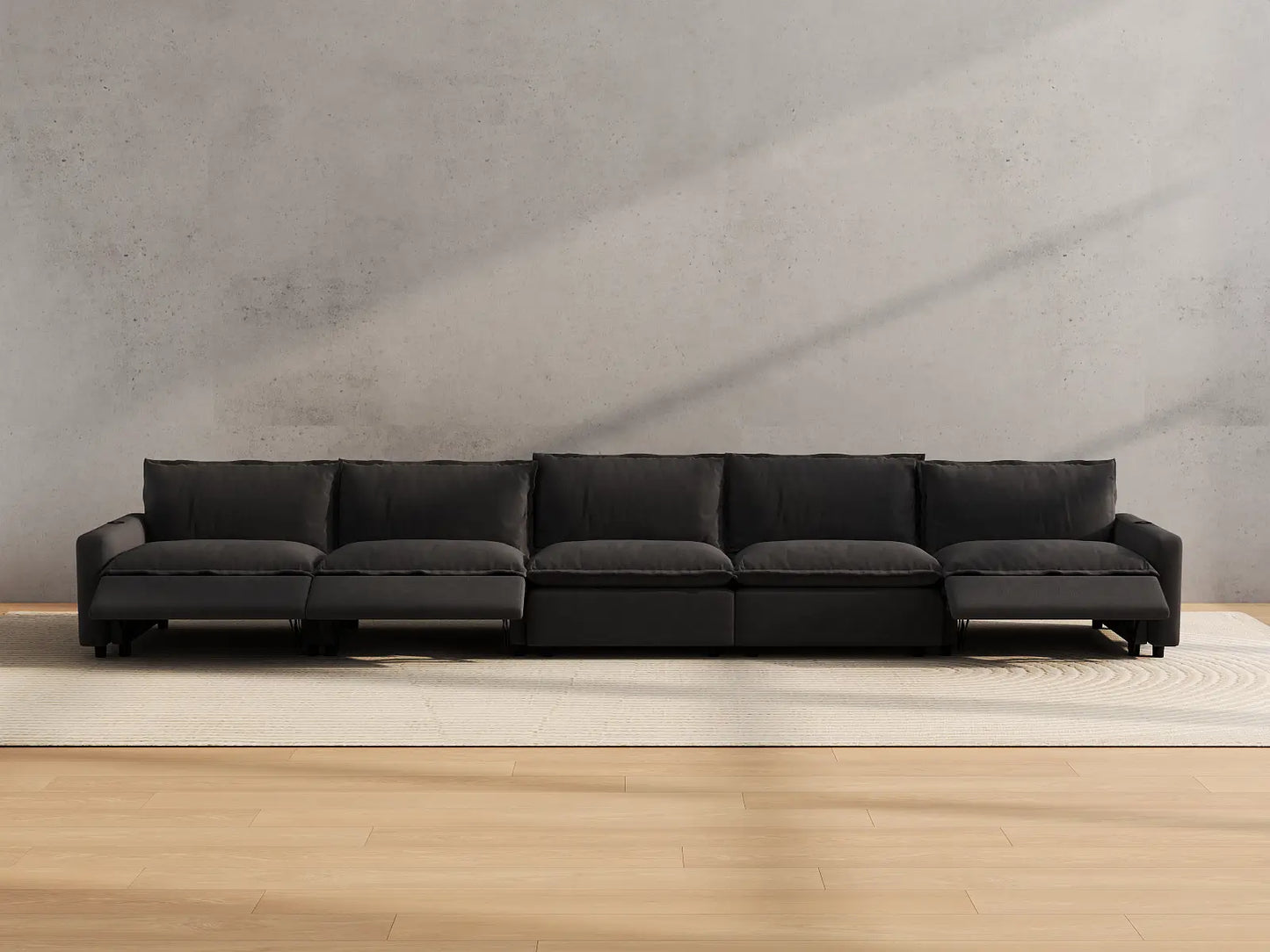 Modular Cero Reclining Sectionals | 5-Piece Grey Linen Home Living Couch Sectionals 5-Seater
