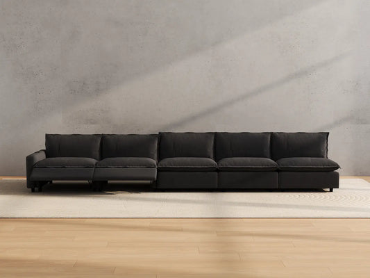 Modular Cero Reclining Sectionals | 5-Piece Grey Linen Home Living Couch Sectionals 5-Seater