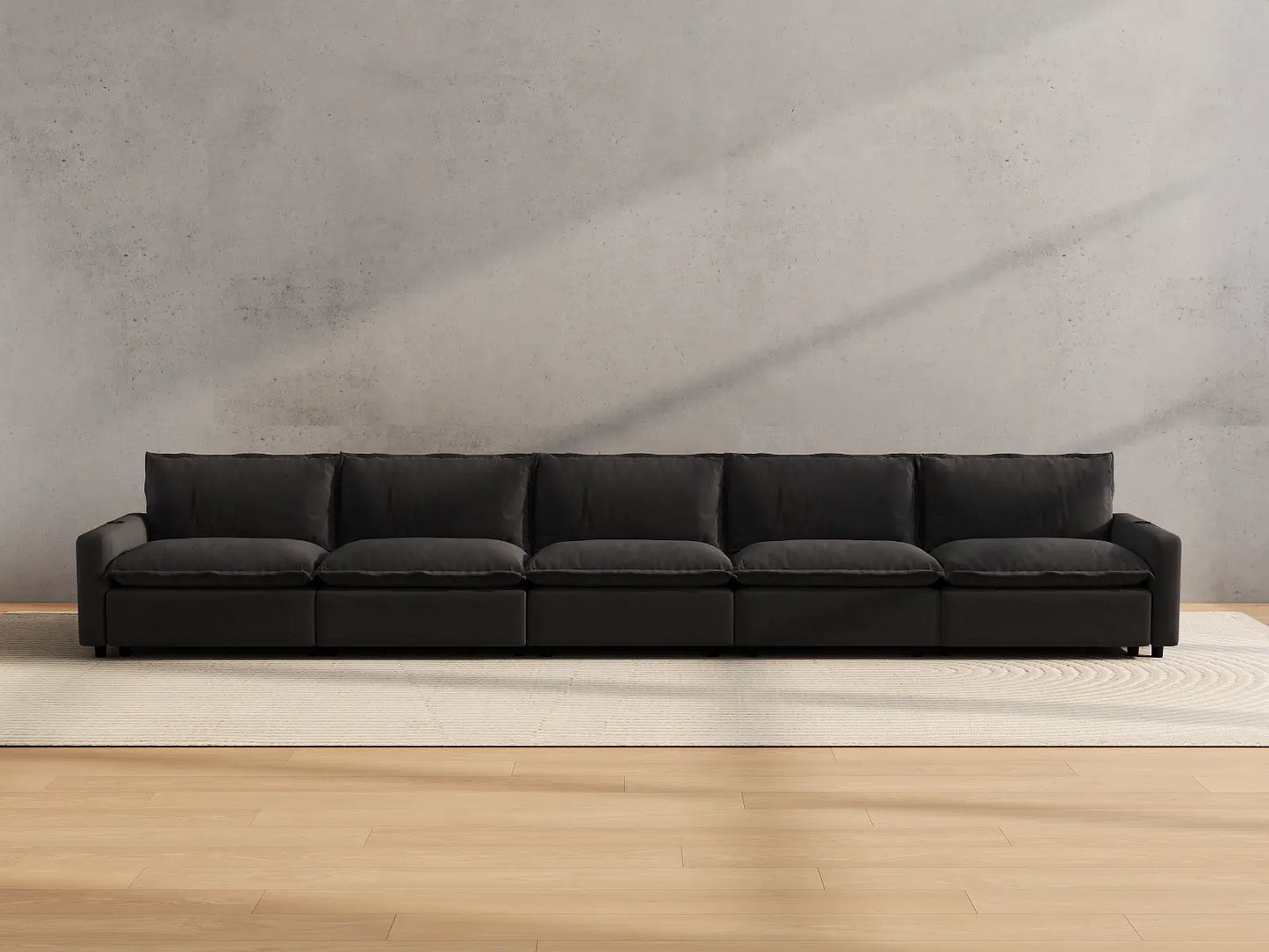 Modular Cero Reclining Sectionals | 5-Piece Grey Linen Home Living Couch Sectionals 5-Seater