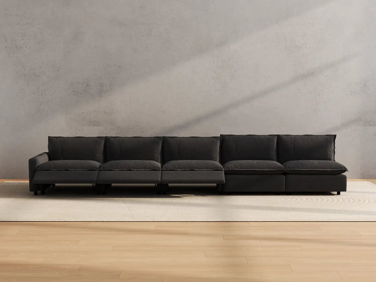 Modular Cero Reclining Sectional Couch | 5-Piece Grey Linen Home Living Couch Sectionals 5-Seater