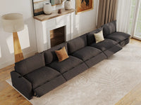 Modular Cero Reclining Sectionals | 5-Piece Grey Linen Home Living Couch Sectionals 5-Seater