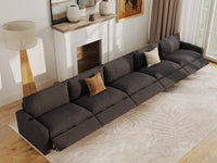 Modular Cero Reclining Sectionals | 5-Piece Grey Linen Home Living Couch Sectionals 5-Seater