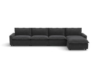 Modular Cero Reclining Sectionals | 5-Piece Grey Linen Home Living L-Shaped Sectionals 4-Seater with 1-Ottoman