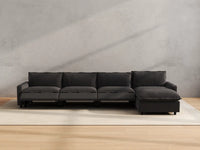 Modular Cero Reclining Sectionals | 5-Piece Grey Linen Home Living L-Shaped Sectionals 4-Seater with 1-Ottoman