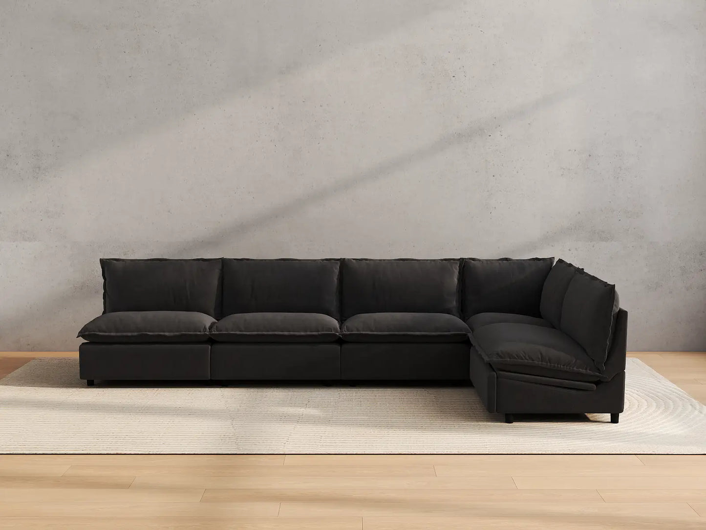 Modular Cero Reclining Sectionals | 5-Piece Grey Linen Home Living L-Shaped Sectionals 5-Seater