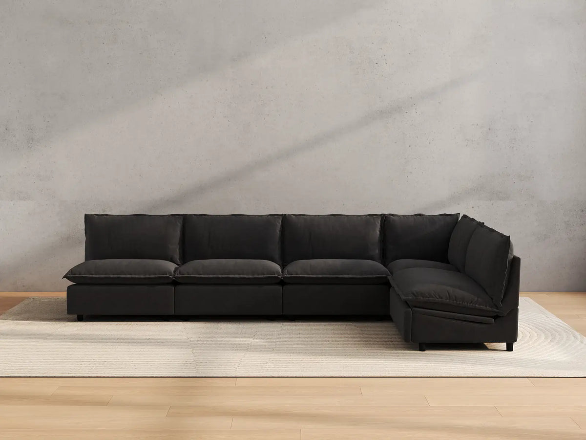 Modular Cero Reclining Sectionals | 5-Piece Grey Linen Home Living L-Shaped Sectionals 5-Seater