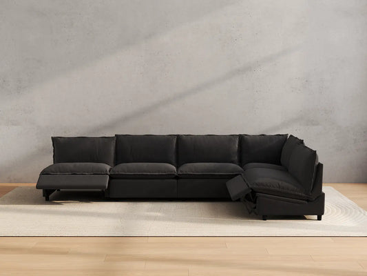 Modular Cero Reclining Sectionals | 5-Piece Grey Linen Home Living L-Shaped Sectionals 5-Seater