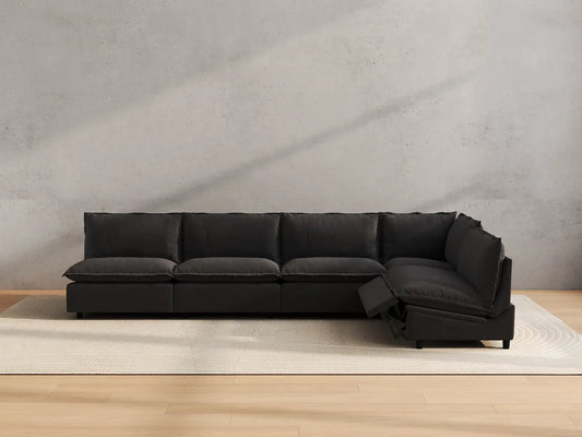 Modular Cero Reclining Sectionals | 5-Piece Grey Linen Home Living L-Shaped Sectionals 5-Seater