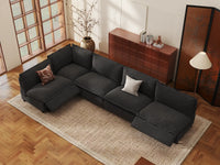 Modular Cero Reclining Sectionals | 5-Piece Grey Linen Home Living L-Shaped Sectionals 5-Seater
