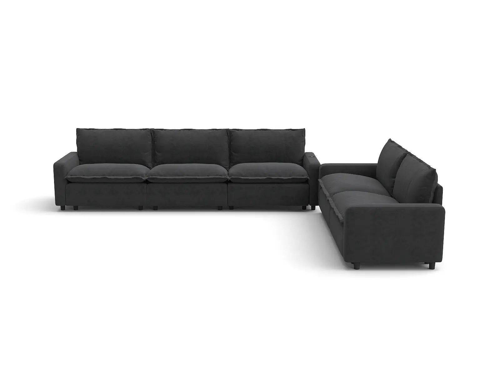 Modular Cero Corner Reclining Sectional | 5-Piece Grey Linen Large Space Corner Sectionals 5-Seater