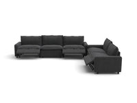 Modular Cero Sectional with Recliner | 5-Piece Grey Linen Large Space Corner Sectionals 5-Seater