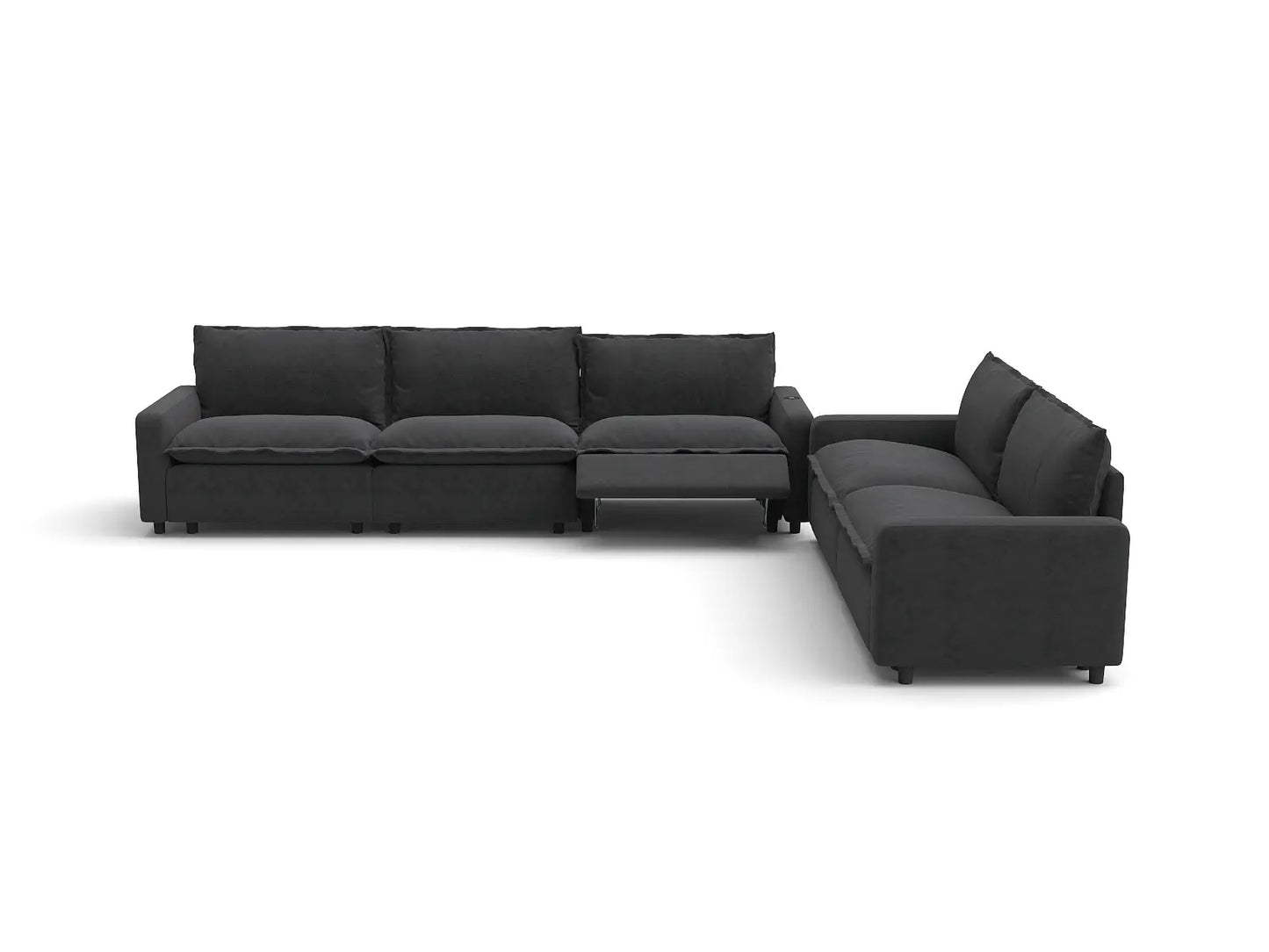 Modular Cero Reclining Sectionals | 5-Piece Grey Linen Large Space Corner Sectionals 5-Seater
