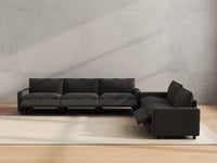 Modular Cero Reclining Sectionals | 5-Piece Grey Linen Large Space Corner Sectionals 5-Seater