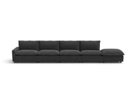 Modular Cero Reclining Sectionals | 5-Piece Grey Linen Large Space Couch Sectionals 4-Seater with 1-Ottoman