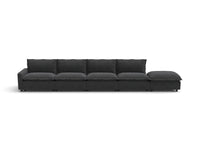 Modular Cero Sectional Couch with Chaise and Recliner | 5-Piece Grey Linen Large Space Couch Sectionals 4-Seater with 1-Ottoman