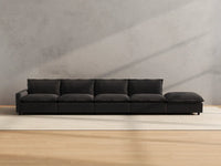 Modular Cero Sectional Couch with Chaise and Recliner | 5-Piece Grey Linen Large Space Couch Sectionals 4-Seater with 1-Ottoman