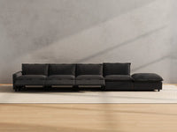 Modular Cero Reclining Sectionals | 5-Piece Grey Linen Large Space Couch Sectionals 4-Seater with 1-Ottoman