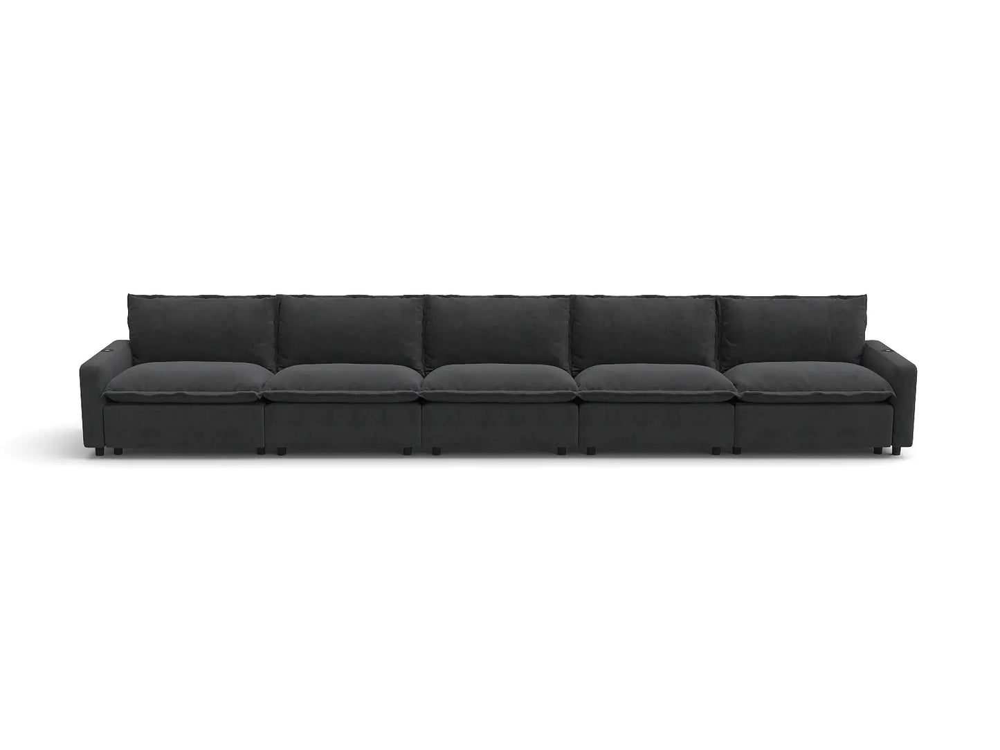 Modular Cero Reclining Sectionals | 5-Piece Grey Linen Large Space Couch Sectionals 5-Seater