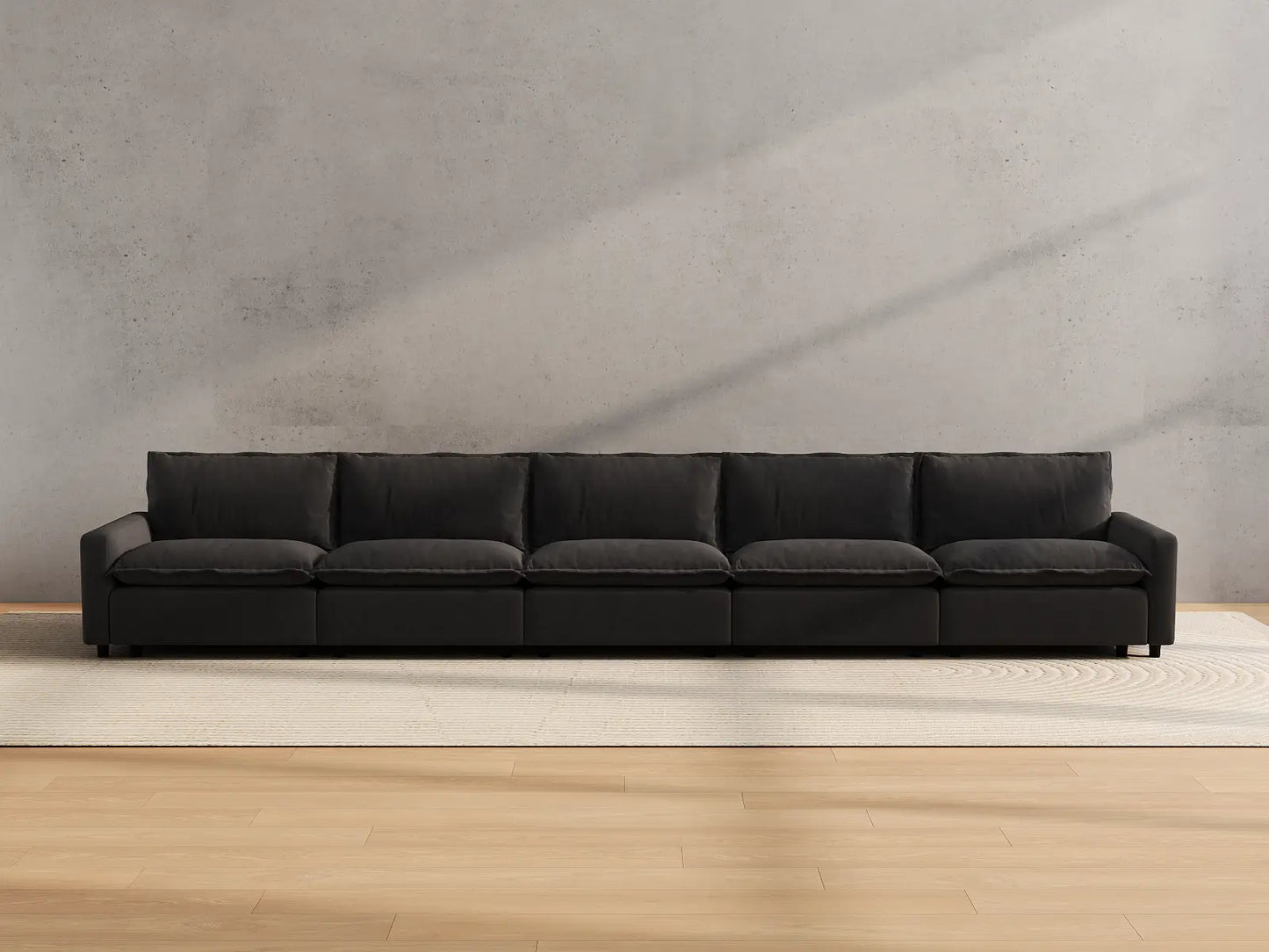 Modular Cero Modular Sectionals | 5-Piece Grey Linen Large Space Couch Sectionals 5-Seater