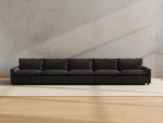 Modular Cero Modular Sectionals | 5-Piece Grey Linen Large Space Couch Sectionals 5-Seater
