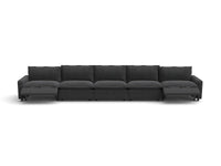 Modular Cero Reclining Sectionals | 5-Piece Grey Linen Large Space Couch Sectionals 5-Seater