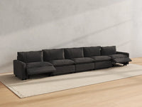 Modular Cero Reclining Sectionals | 5-Piece Grey Linen Large Space Couch Sectionals 5-Seater