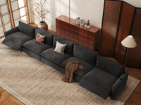 Modular Cero Reclining Sectionals | 5-Piece Grey Linen Large Space Couch Sectionals 5-Seater