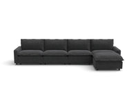 Modular Cero Modular Sectionals | 5-Piece Grey Linen Large Space L-Shaped Sectionals 4-Seater with 1-Ottoman