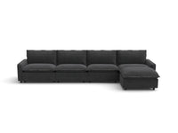 Modular Cero Reclining Sectionals | 5-Piece Grey Linen Large Space L-Shaped Sectionals 4-Seater with 1-Ottoman