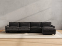 Modular Cero Reclining Sectionals | 5-Piece Grey Linen Large Space L-Shaped Sectionals 4-Seater with 1-Ottoman