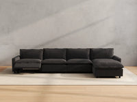 Modular Cero Reclining Sectionals | 5-Piece Grey Linen Large Space L-Shaped Sectionals 4-Seater with 1-Ottoman