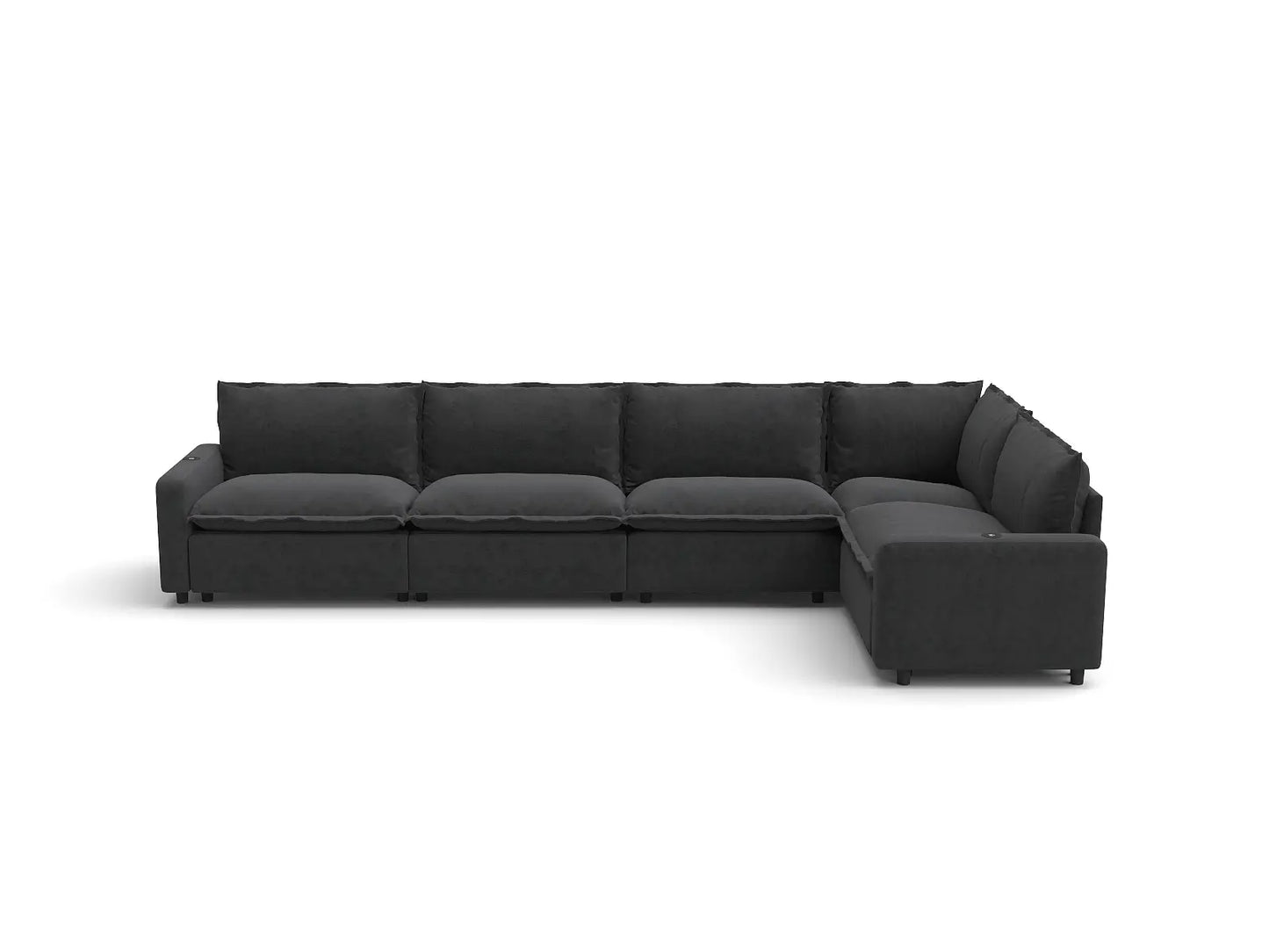 Modular Cero Reclining Sectionals | 5-Piece Grey Linen Large Space L-Shaped Sectionals 5-Seater