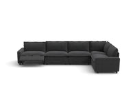 Modular Cero Power Reclining Sectional | 5-Piece Grey Linen Large Space L-Shaped Sectionals 5-Seater