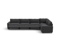 Modular Cero Reclining Sectionals | 5-Piece Grey Linen Large Space L-Shaped Sectionals 5-Seater