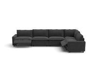 Modular Cero Reclining Sectionals | 5-Piece Grey Linen Large Space L-Shaped Sectionals 5-Seater