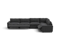 Modular Cero Reclining Sectionals | 5-Piece Grey Linen Large Space L-Shaped Sectionals 5-Seater