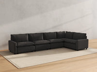 Modular Cero Modular Sectionals | 5-Piece Grey Linen Large Space L-Shaped Sectionals 5-Seater