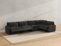 Modular Cero Reclining Sectionals | 5-Piece Grey Linen Large Space L-Shaped Sectionals 5-Seater