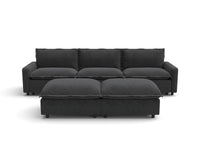 Modular Cero Reclining Sectionals | 5-Piece Grey Linen Large Space U-Shaped Sectionals 3-Seater with 2-Ottomans