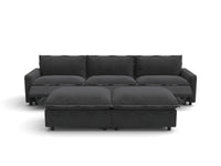 Modular Cero Reclining Sectionals | 5-Piece Grey Linen Large Space U-Shaped Sectionals 3-Seater with 2-Ottomans
