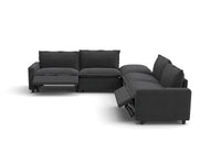Modular Cero Reclining Sectionals | 5-Piece Grey Linen Large Space V-Shaped Sectionals 4-Seater with 1-Ottoman