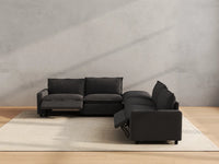 Modular Cero Reclining Sectionals | 5-Piece Grey Linen Large Space V-Shaped Sectionals 4-Seater with 1-Ottoman