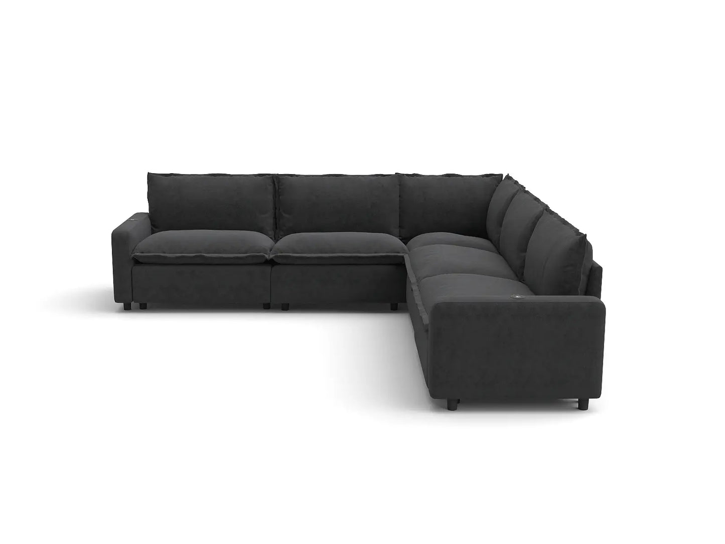Modular Cero Reclining Sectionals | 5-Piece Grey Linen Large Space V-Shaped Sectionals 5-Seater