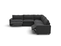 Modular Cero Reclining Sectionals | 5-Piece Grey Linen Large Space V-Shaped Sectionals 5-Seater