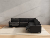 Modular Cero Reclining Sectionals | 5-Piece Grey Linen Large Space V-Shaped Sectionals 5-Seater