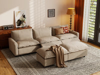 Modular Cero Reclining Sectionals | 5-Piece Khaki Linen Grand Estate U-Shaped Sectionals 3-Seater with 2-Ottomans