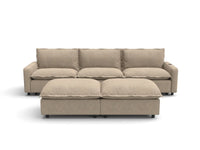 Modular Cero Reclining Sectionals | 5-Piece Khaki Linen Grand Estate U-Shaped Sectionals 3-Seater with 2-Ottomans