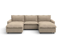 Modular Cero Modular Sectionals | 5-Piece Khaki Linen Grand Estate U-Shaped Sectionals 3-Seater with 2-Ottomans